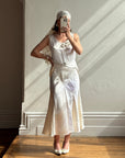 Vintage 30s Satin Bias Belted Bridal Midi