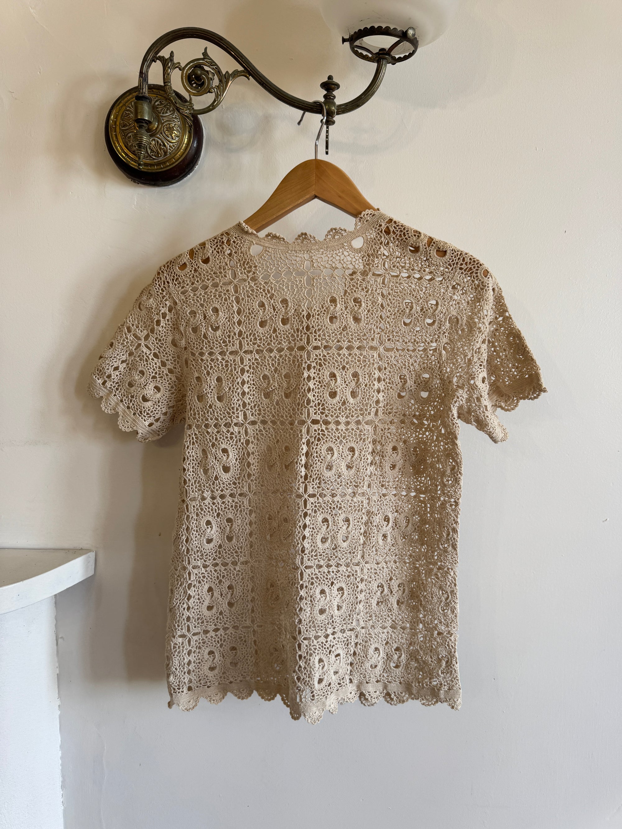 Vintage 70s Crochet Button Up Top