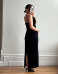Vintage 90s Lurex Ostrich Feather Dress Noir