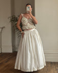 Vintage 90s Two Piece Tulle Beaded Top and Princess Silk Satin Skirt