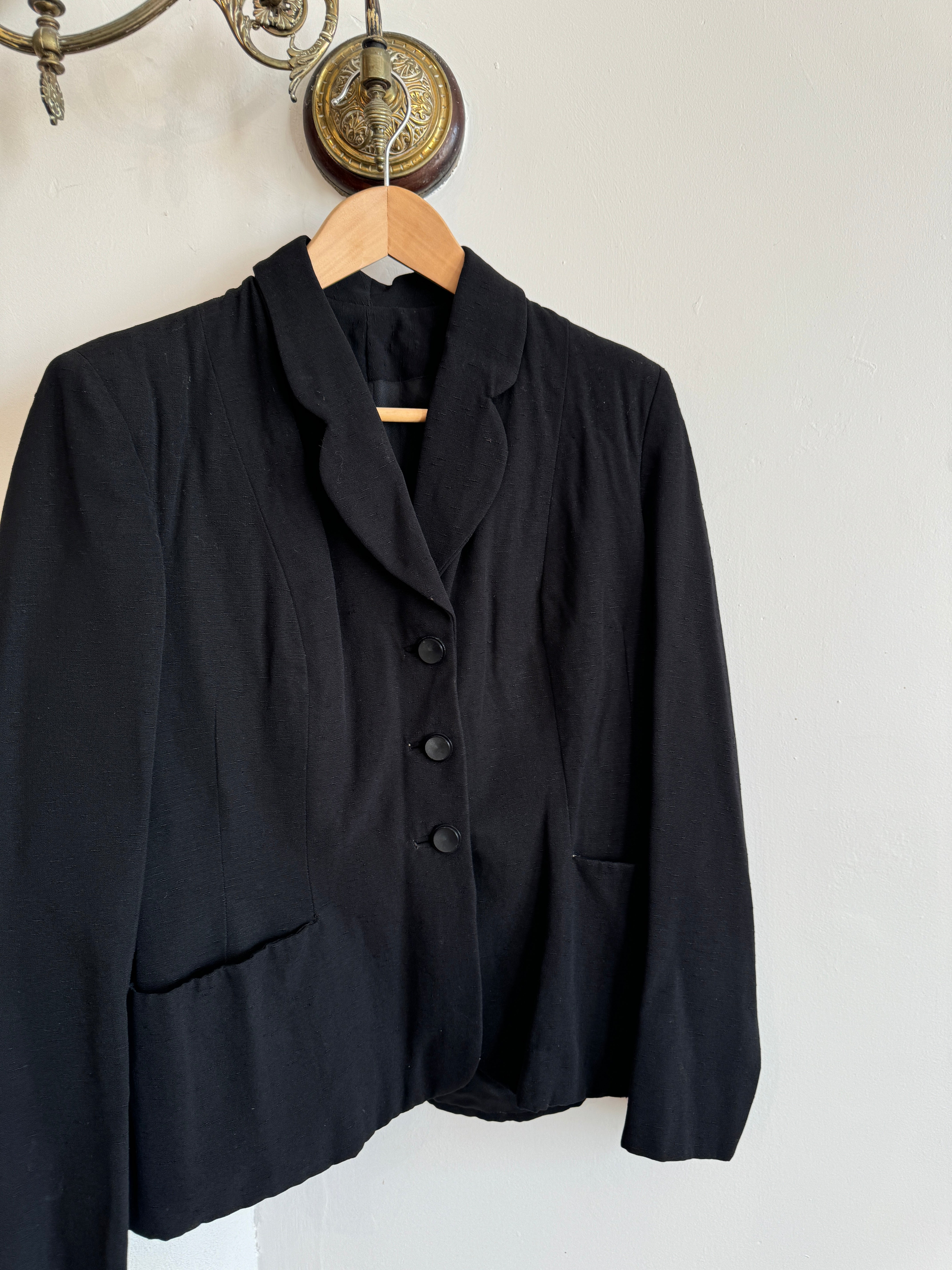 Vintage 90s Wool Fitted Jacket Black