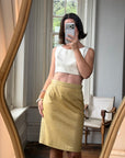 Vintage 90s Escada Butter Ostrich Leather Pencil Skirt
