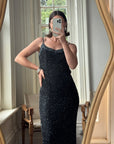 Vintage 90s Pure Silk Sparkle Dress Noir