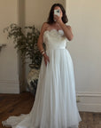 Vintage Y2K Cupcake Strapless Chiffon Wedding Gown