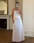 Vintage 90s Baby Pink Satin Pleated Bustier and Skirt Set