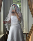 Vintage Mid Length Tulle Veil With Satin Headband