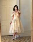 Vintage Drop Waist Frou Frou Wedding Dress Creme