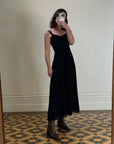 Vintage 90s Double Strap Midi Dress Black