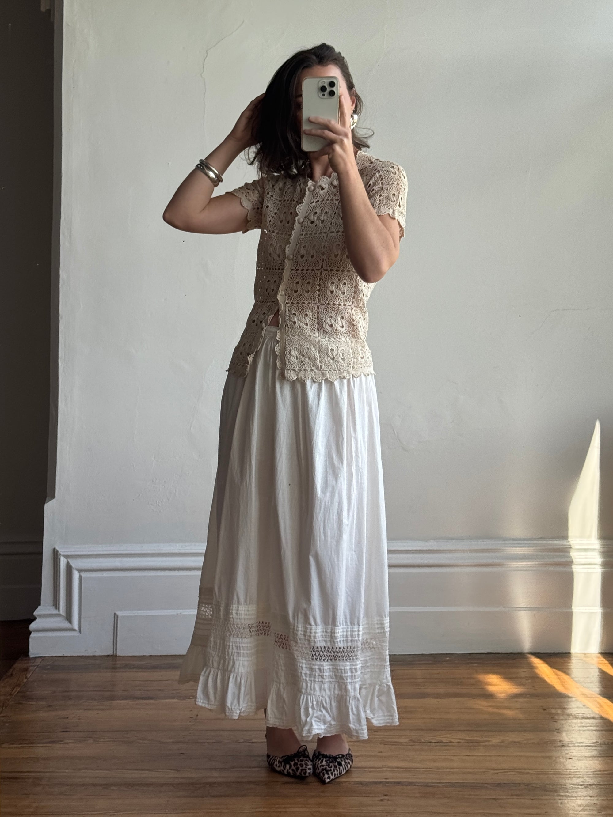 Antique Edwardian Cotton Maxi Skirt