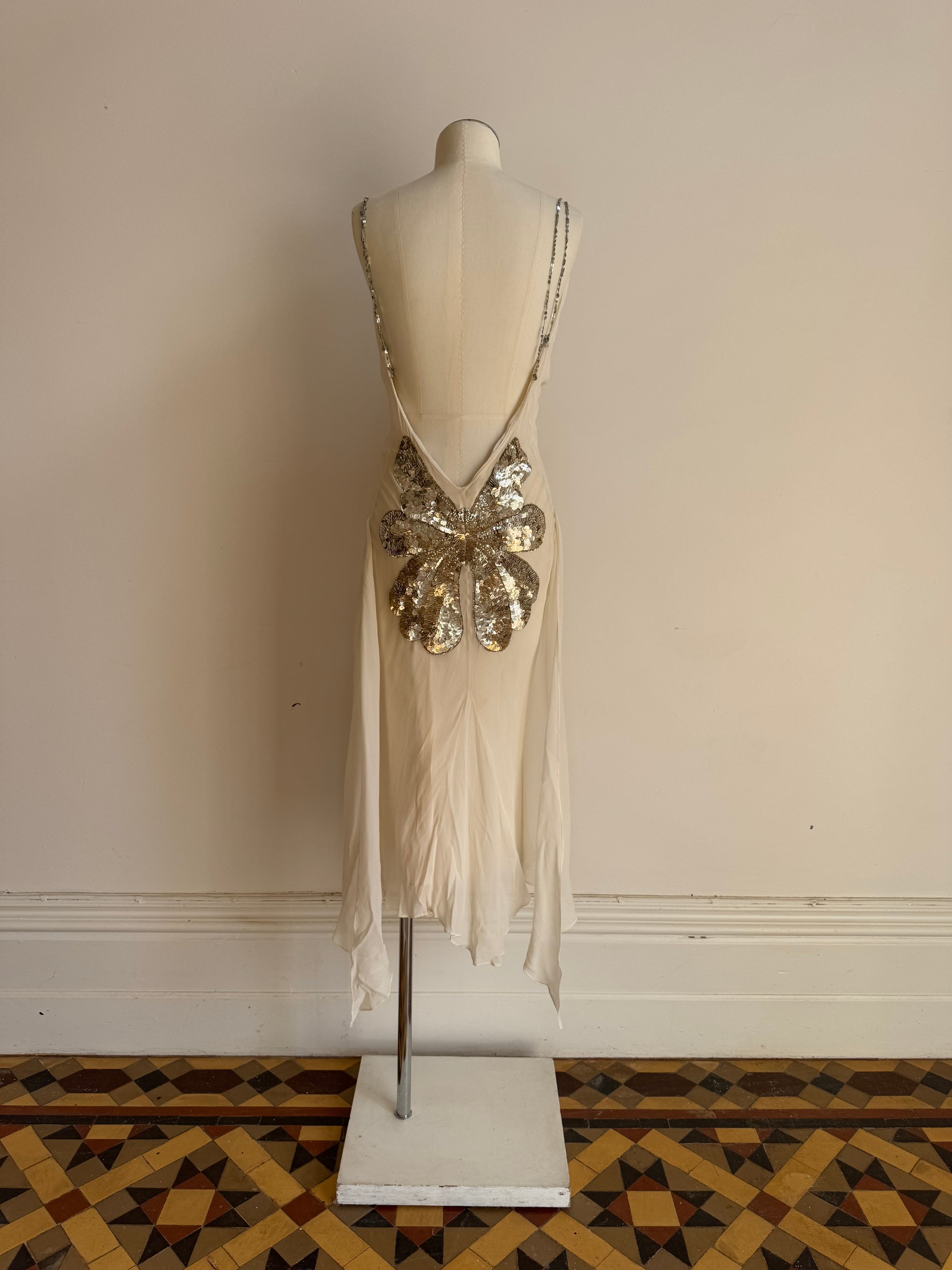 Vintage 2002 Collette Dinnigan Runway Documented Pure Silk Butterfly Dress