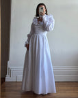 Vintage 70s Taffeta Frill Wedding Dress with Bow