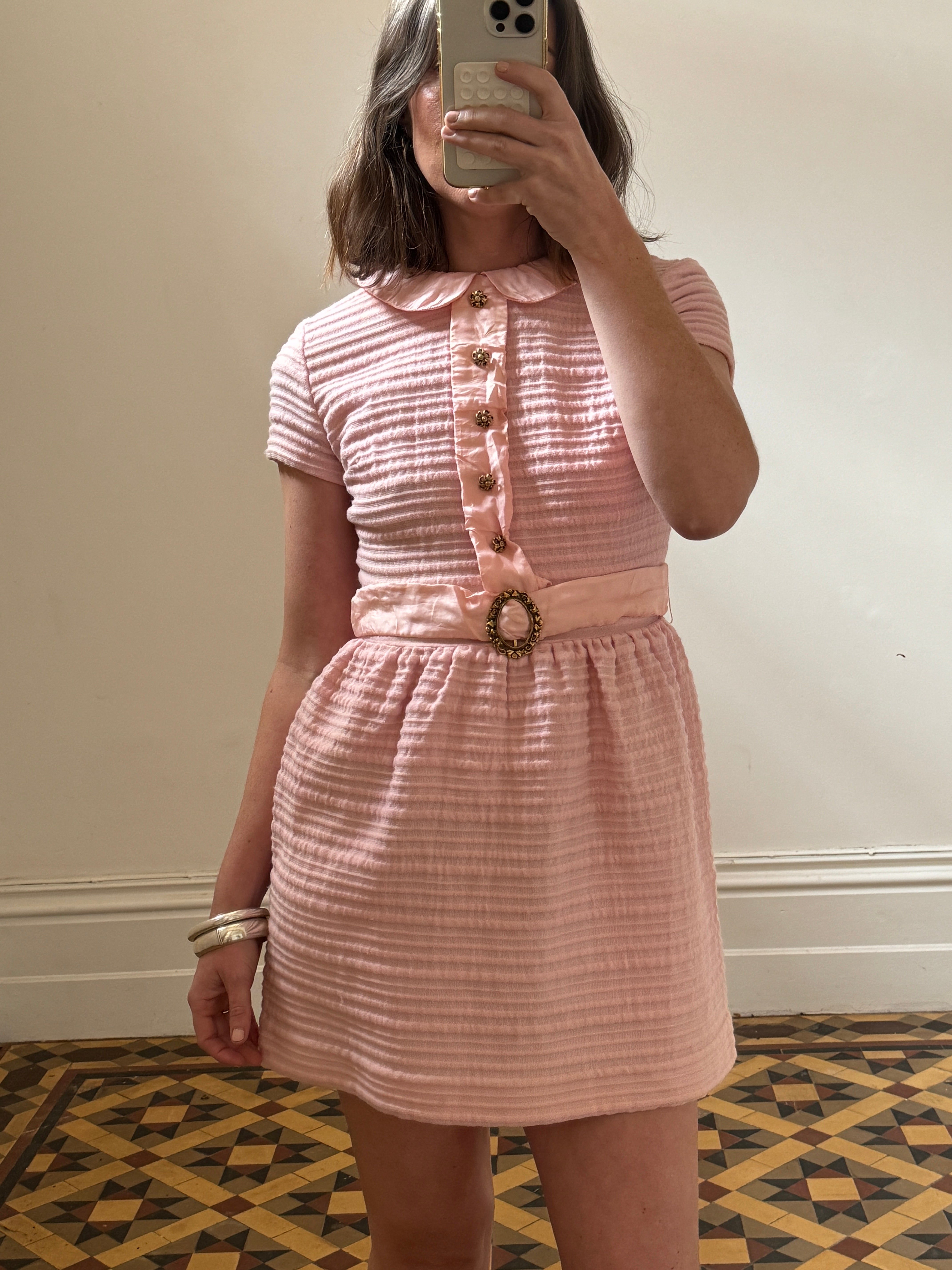 Vintage 60s Pure Wool Micro Mini Dress Baby Pink Call Me The Breeze