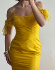 Vintage 90s Pure Silk Mini Dress Sunshine Yellow