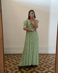 Vintage 70s Petite Floral Collared Maxi Dress