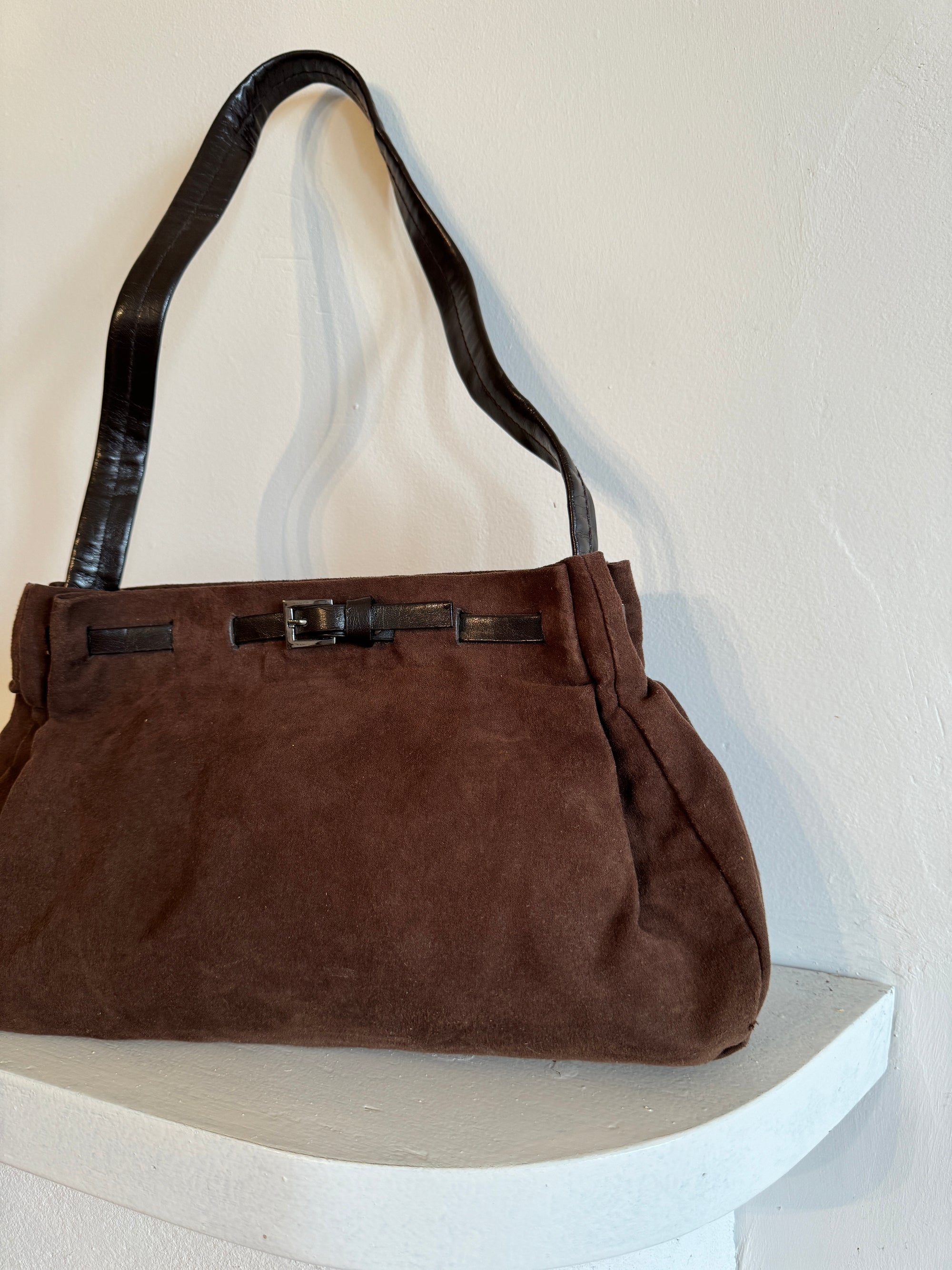 Vintage 90s Suede Buckle Handbag