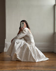Vintage 80s Pure Silk Drop Waist Bridal Midi
