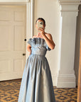 Vintage 80s Taffeta Gown Duck Egg Blue
