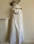 Vintage 90s A-Line Strapless Satin Wedding Dress with Shawl