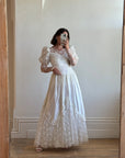 Vintage 80s Lace Satin Sequin Panelled Wedding Gown