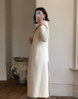 Vintage 70s Wool Blend and Faux Fur Coat Creme