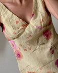 Vintage 90s Butter Yellow Floral Crinkle Sundress