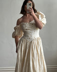 Vintage Puff Sleeve Rosette Bridal Gown