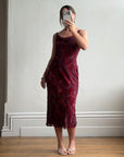 Vintage 90s Burnt Velvet Cowl Neck Dress Plum