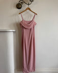 Vintage 90s Crepe Cowl Neck Slip Dress Dusty Rose