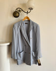 Vintage 90s Calvin Klein Pure Silk Double Breasted Blazer Dusty Blue