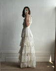 Vintage 70s Tiered Lace Wedding Dress With Bows