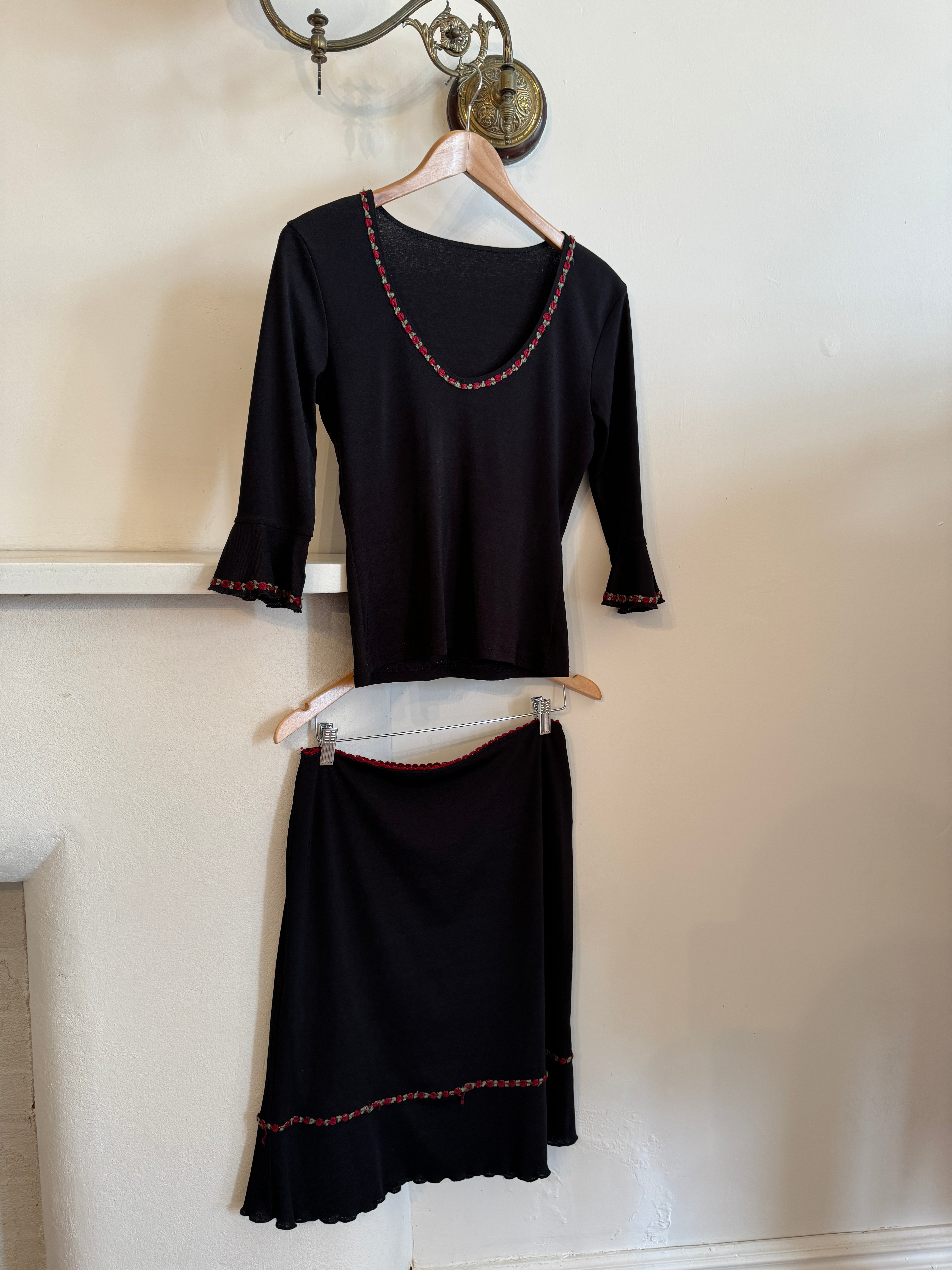 Vintage 90s Rose Two Piece Jersey Set