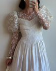 Vintage 80s Lace Satin Sequin Panelled Wedding Gown