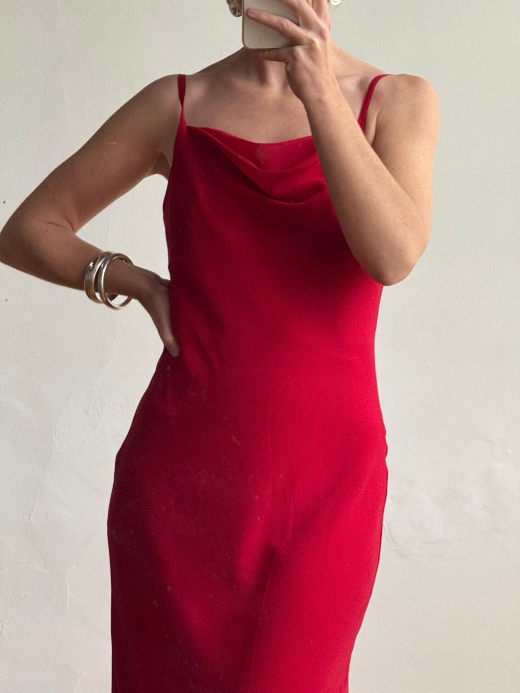 Vintage 90s Scarlett Cowl Neck Slip Dress