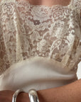 Vintage 40s Bias Cut Satin Bridal Slip Ivory