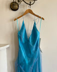 Vintage 90s Aquamarine Bias Cut Halter