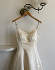 Vintage 90s Pure Silk Couture Diamante Wedding Gown
