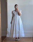 Vintage 70s Broderie Anglaise Frill Wedding Dress Ivory