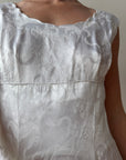 Vintage 50s Satin Jacquard Scalloped Bridal Dress