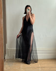 Vintage Y2K Victorias Secret Racer Pure Silk Slip Noir