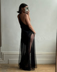 Vintage Y2K Victorias Secret Racer Pure Silk Slip Noir