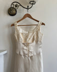 Vintage 90s Lace Up Waist Satin Column Wedding Dress