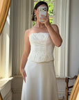 Vintage 90s Bridal Embellished Corset and Slip Skirt Set