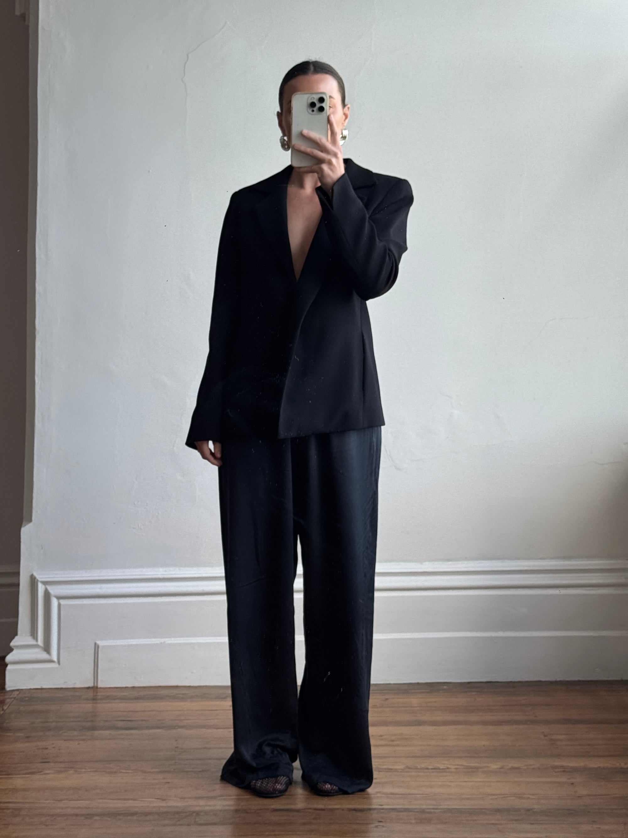 Vintage 90s Tailored Wool Blazer Noir