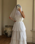 Vintage 70s Tiered Bubble Chiffon Wedding Dress