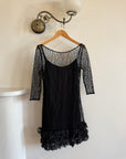 Archival Y2K Lace Ruffle Mini Dress Noir