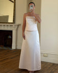 Vintage 90s Baby Pink Satin Pleated Bustier and Skirt Set