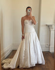 Vintage Y2K Pure Silk Drop Waist Satin Strapless Wedding Gown