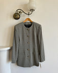 Vintage 90s Neiman Marcus Textured Grey Collarless Blazer (Tags Attached)