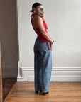 Vintage Y2K Halter Lace Up Corset Red