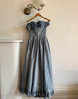Vintage 80s Taffeta Gown Duck Egg Blue